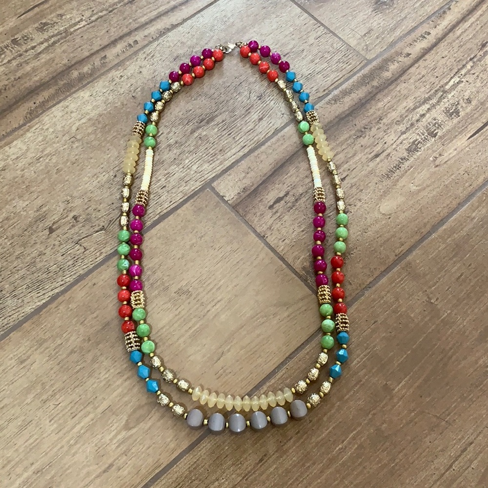 Anthropologie Multicolor Beaded Layered Necklace